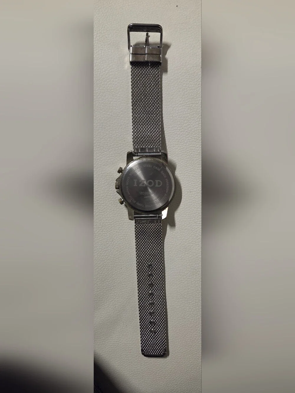IZOD Men's S. Steel Mesh Watch Navy Face Quartz Movement 46 mm water resistant